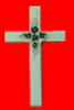 plain latin cross with flower at center